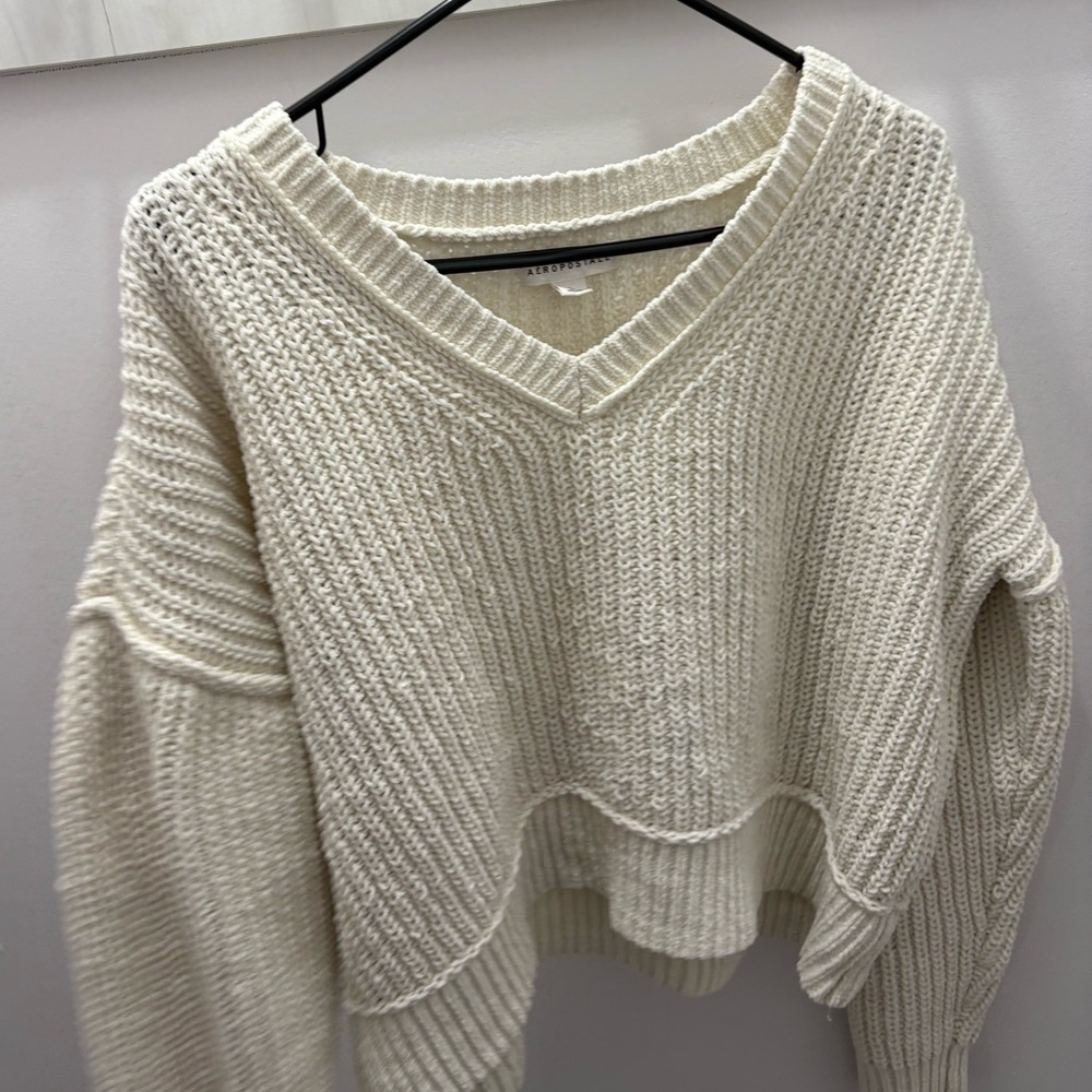 Aeropostale knit cream/white cropped sweater